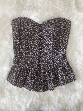 Monteau Black Floral Corset Top
